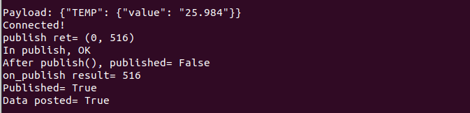 MQTT message send to cloud IoT end-point of the back-end 